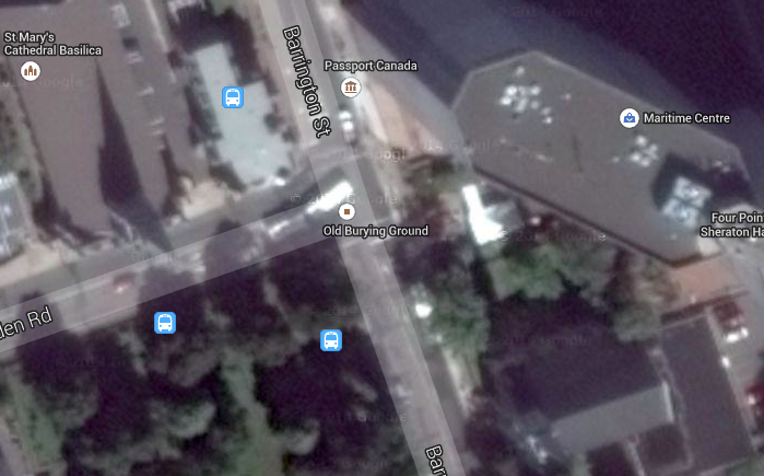 Barrington Street and Spring Garden Road. Google satellite view.