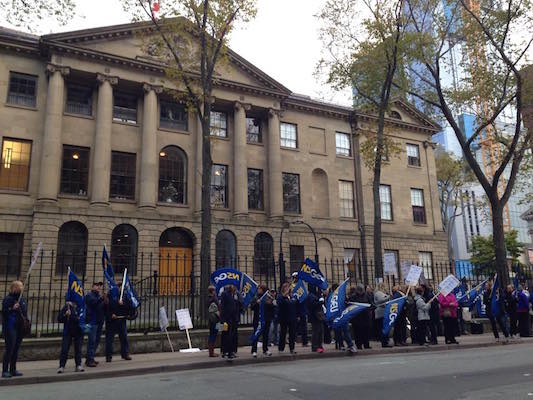 When the NSGEU demonstrated outside Province House last year, no filmmakers joined them.
