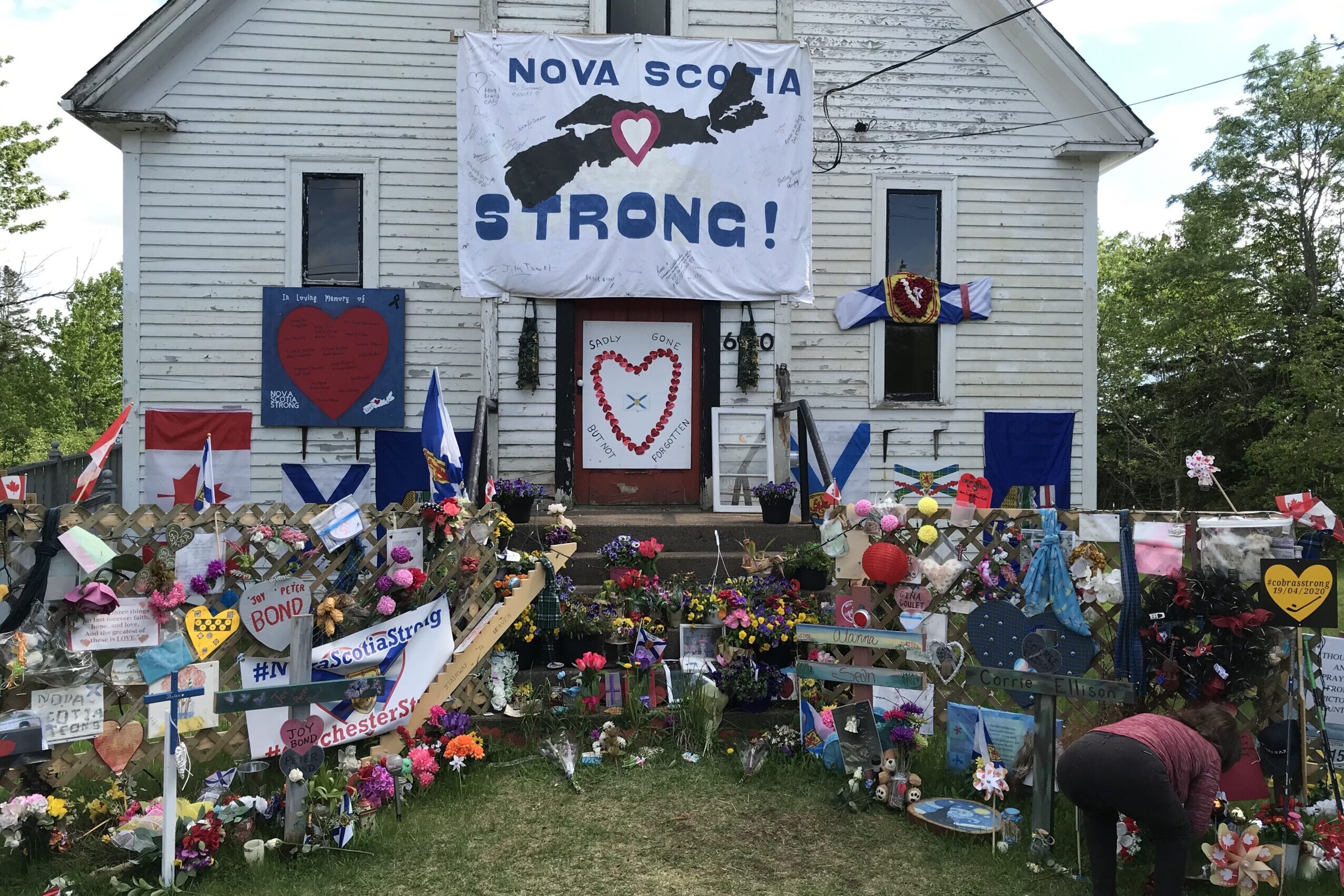 Memorial in Portapique, NS, for the 22 victims of the April 2020 mass shooting.