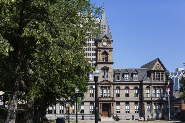 A view of Halifax city hall on a sunny day.